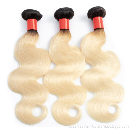 Wholesale 100% Brazilian Virgin Real Remy Hair Extension  Color 1B/613 body wave Human Hair  Bundles